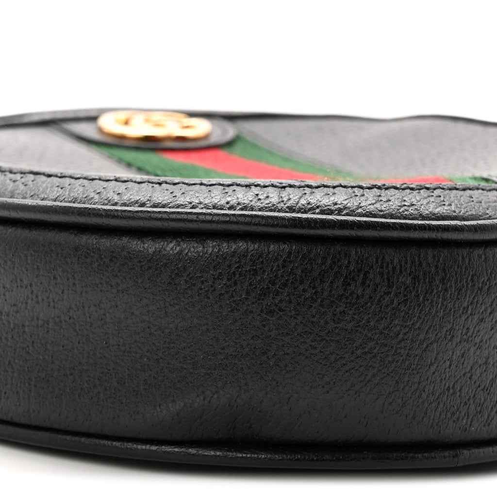 Textured Calfskin Web Ophidia Round Wrist Wallet Black wholesalehk.shop