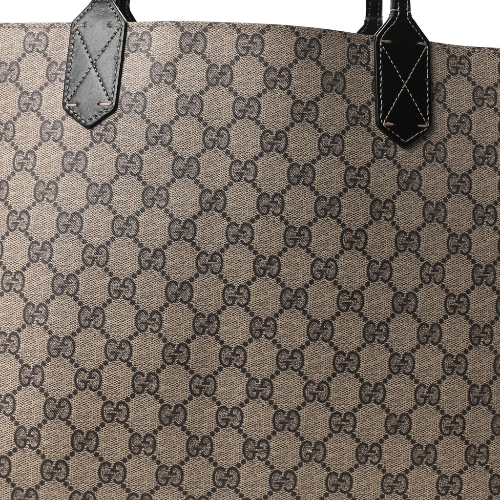GG Supreme Monogram Large Reversible Tote Beige Black wholesalehk.shop