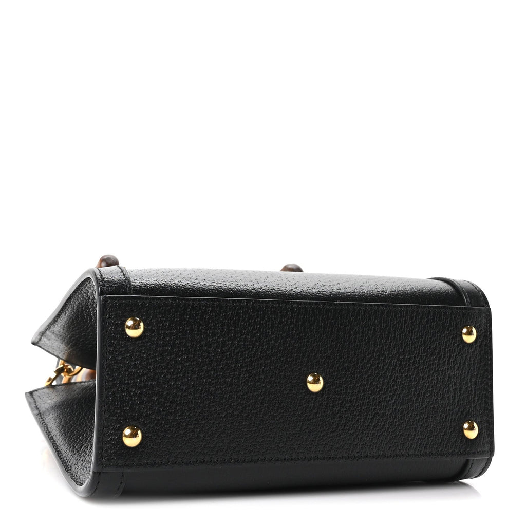 Textured Dollar Calfskin Web Mini Diana Tote Bag Black Dusty Grey wholesalehk.shop