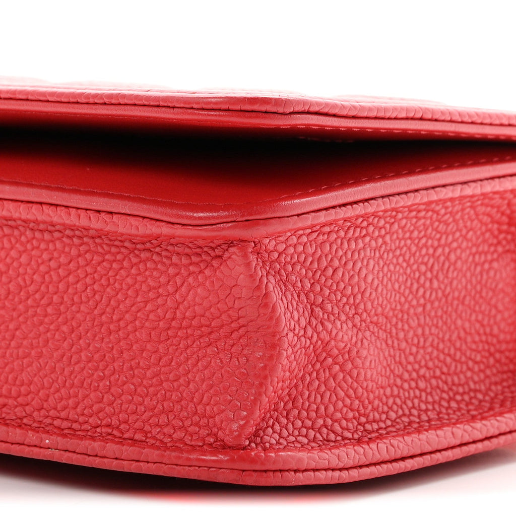 Caviar Quilted Boy Wallet On Chain WOC Red wholesalehk.shop