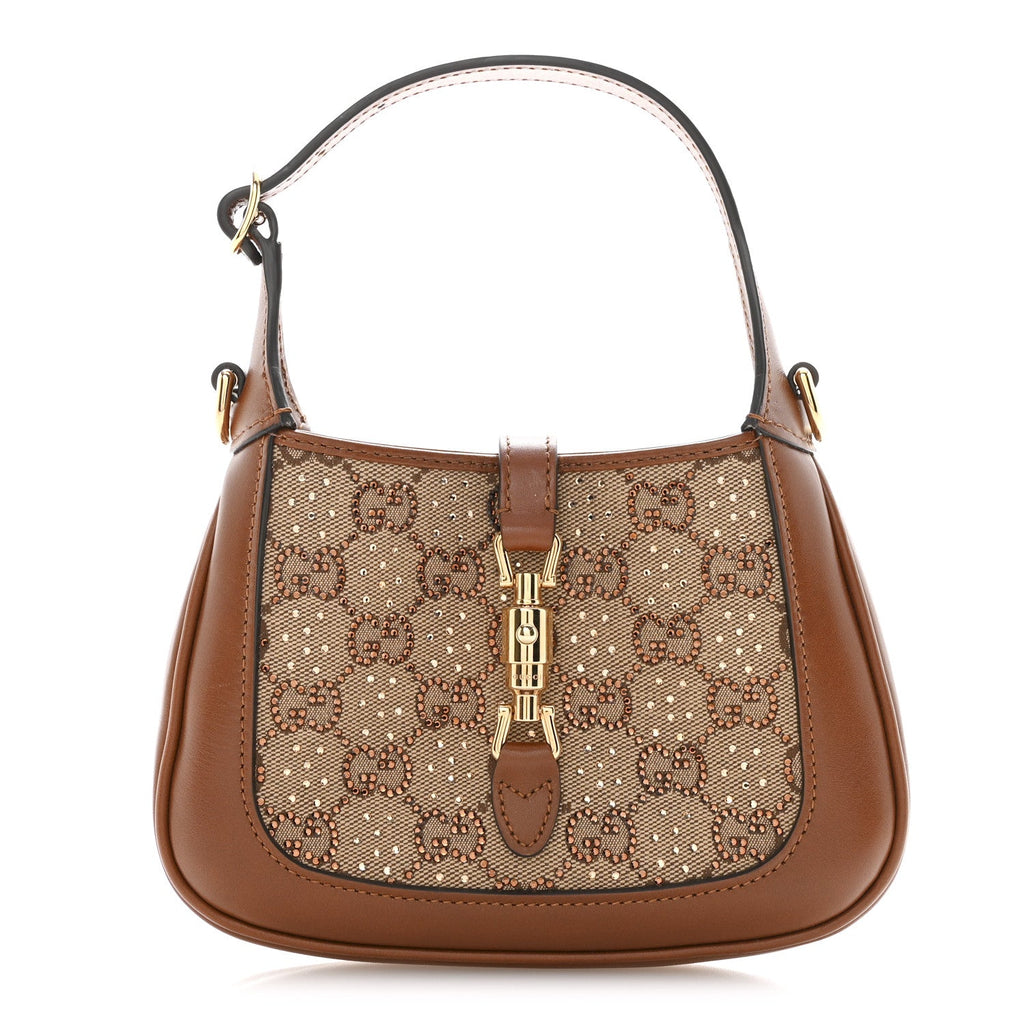 New Canvas Charisma Calfskin Crystal GG Monogram Mini Jackie 1961 Hobo Camel Ebony £¨ Direct shipment via from wholesalehk.shop