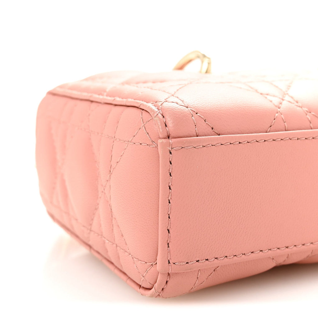 Lambskin Cannage Small Lady D-Joy Light Pink wholesalehk.shop
