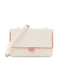 Lambskin Quilted Frame Wallet On Chain WOC White wholesalehk.shop