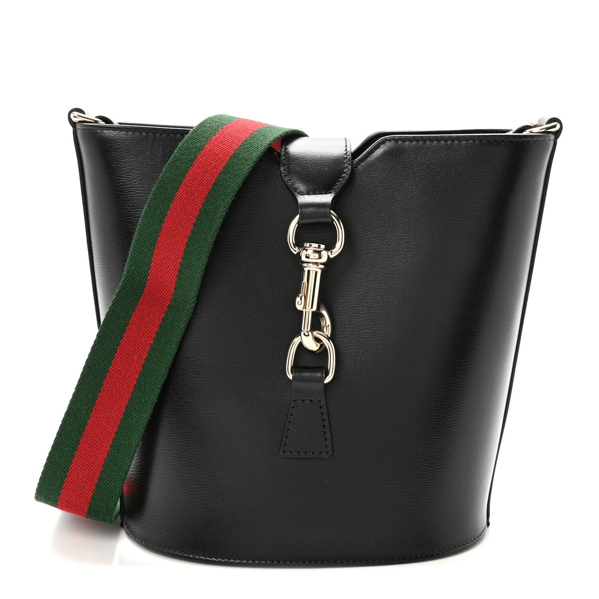 Tritone Calfskin Web Mini Ophidia Bucket Bag Black wholesalehk.shop