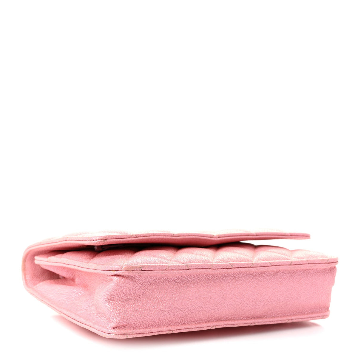 Iridescent Caviar Quilted Wallet on Chain WOC Rose Pink wholesalehk.shop