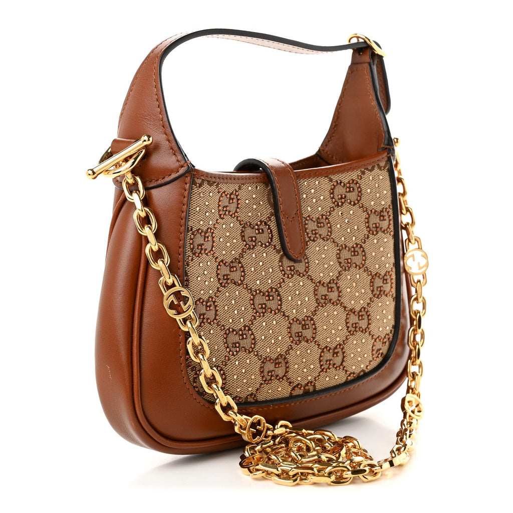 New Canvas Charisma Calfskin Crystal GG Monogram Mini Jackie 1961 Hobo Camel Ebony £¨ Direct shipment via from wholesalehk.shop