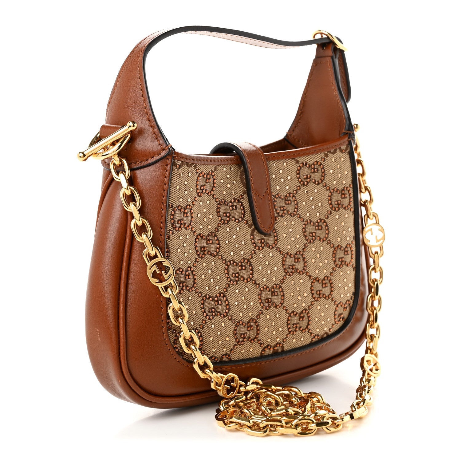New Canvas Charisma Calfskin Crystal GG Monogram Mini Jackie 1961 Hobo Camel Ebony £¨ Direct shipment via from wholesalehk.shop