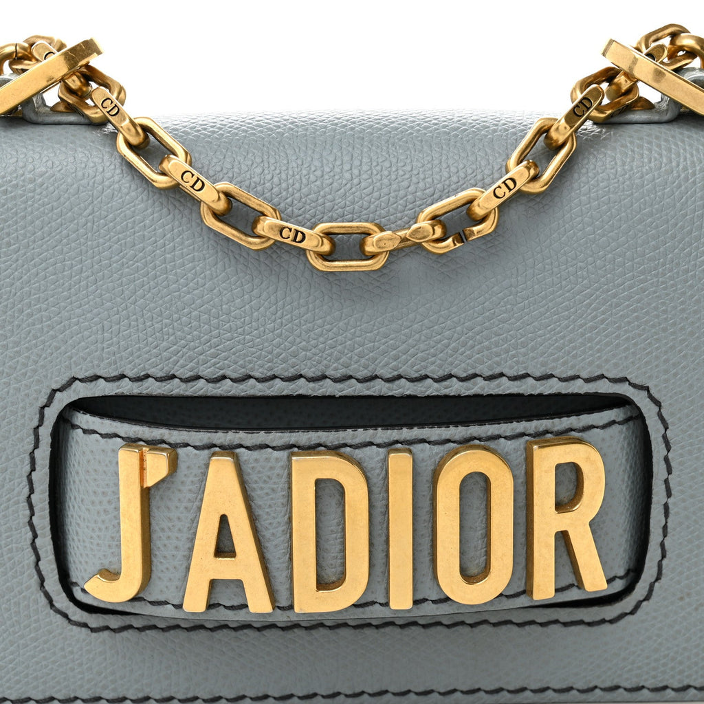 Grained Calfskin Mini J'Adior Chain Flap Bag Sky Blue wholesalehk.shop