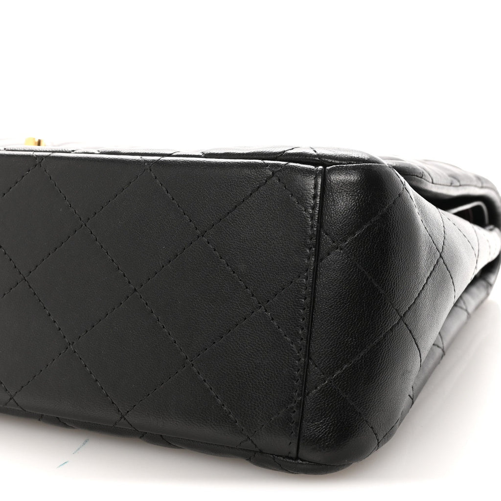 Lambskin Quilted Maxi Double Flap Black wholesalehk.shop