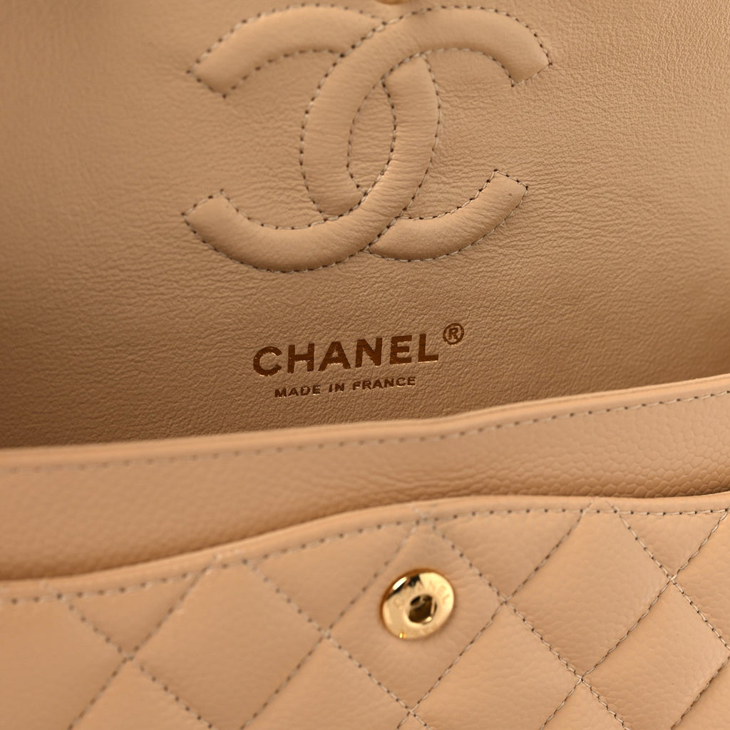 Caviar Quilted Small Double Flap Beige wholesalehk.shop