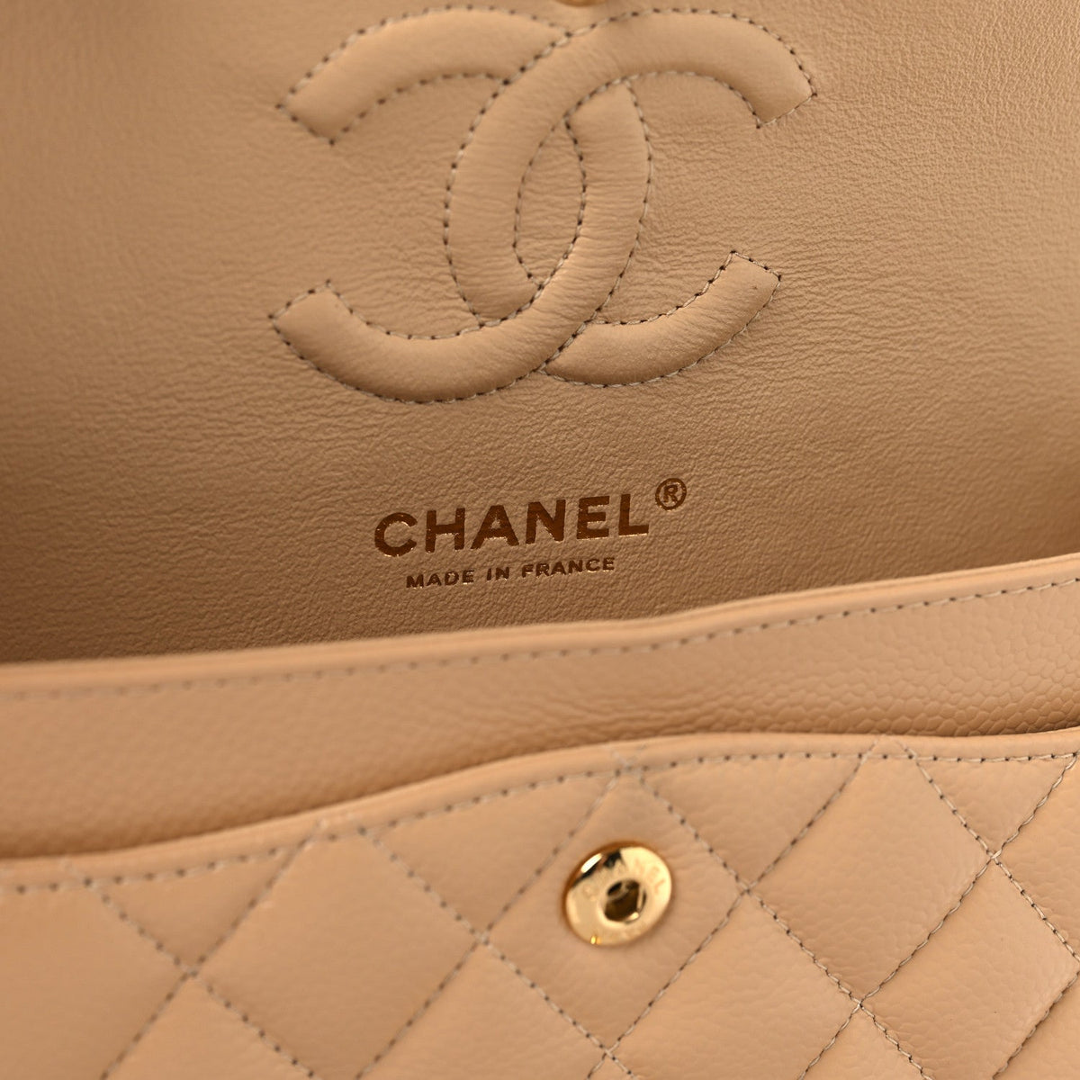 Caviar Quilted Small Double Flap Beige wholesalehk.shop