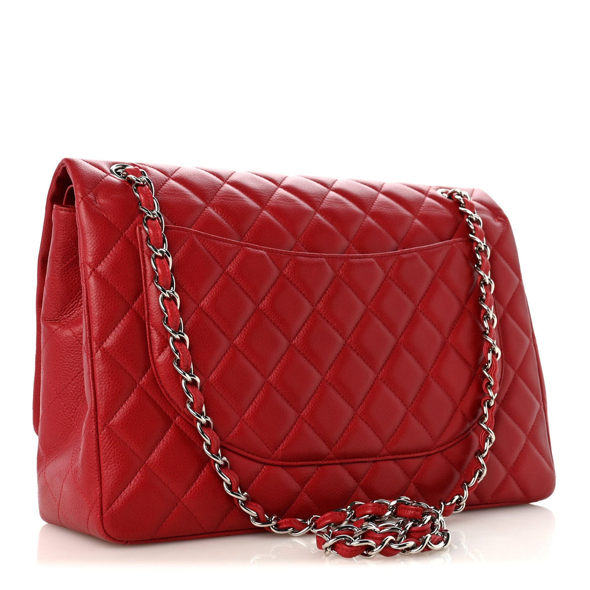 Caviar Quilted Maxi Double Flap Dark Red wholesalehk.shop