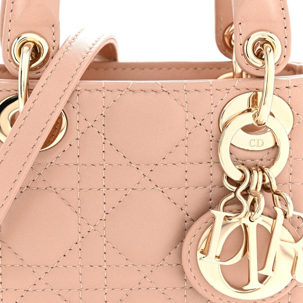 Lambskin Cannage Micro Lady Dior Rose Des Vents wholesalehk.shop