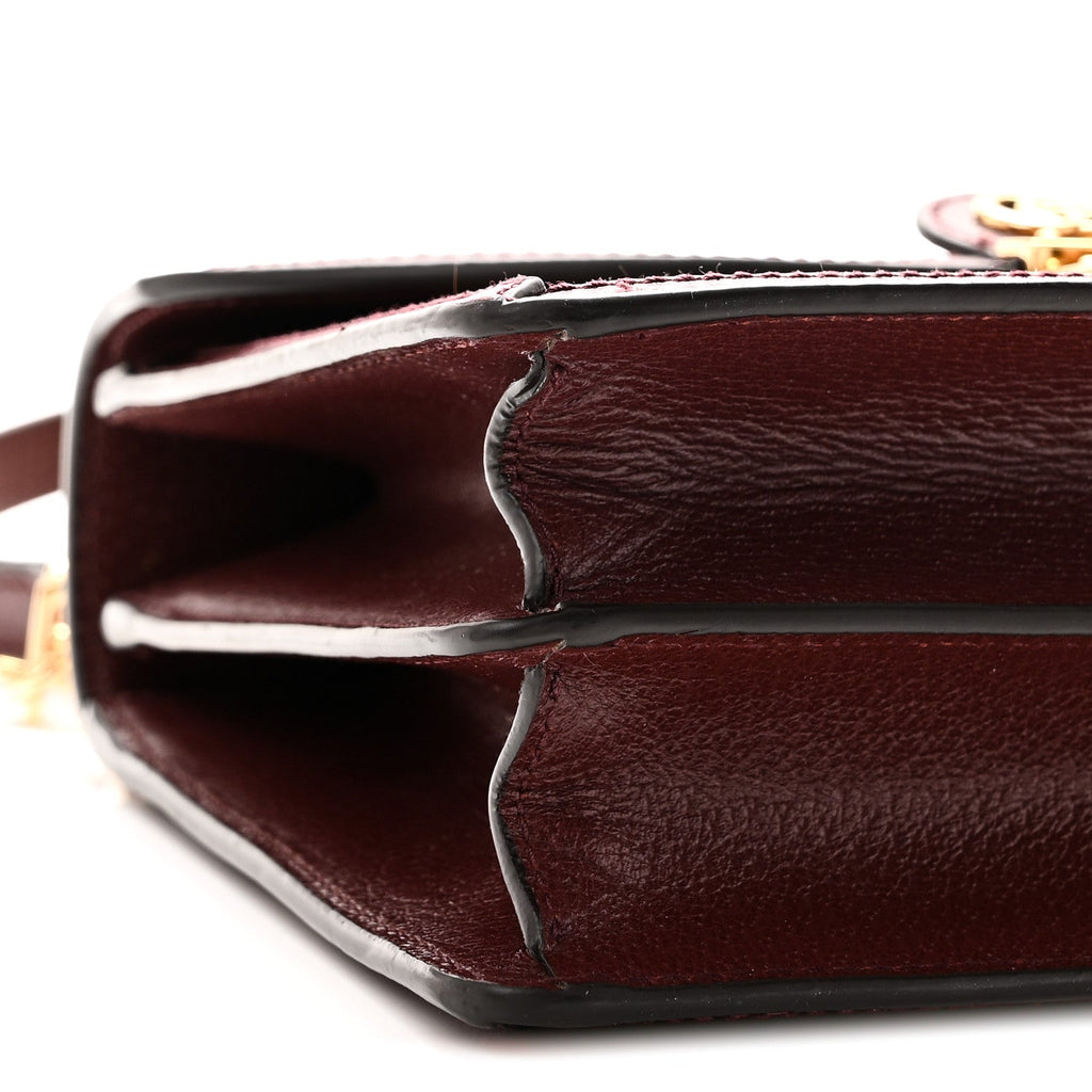 GG Supreme Monogram Textured Dollar Calfskin Web Small Ophidia Padlock Top Handle Bag Bordeaux £¨ Direct shipment via from wholesalehk.shop