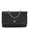 Caviar Quilted Wallet on Chain WOC Black wholesalehk.shop