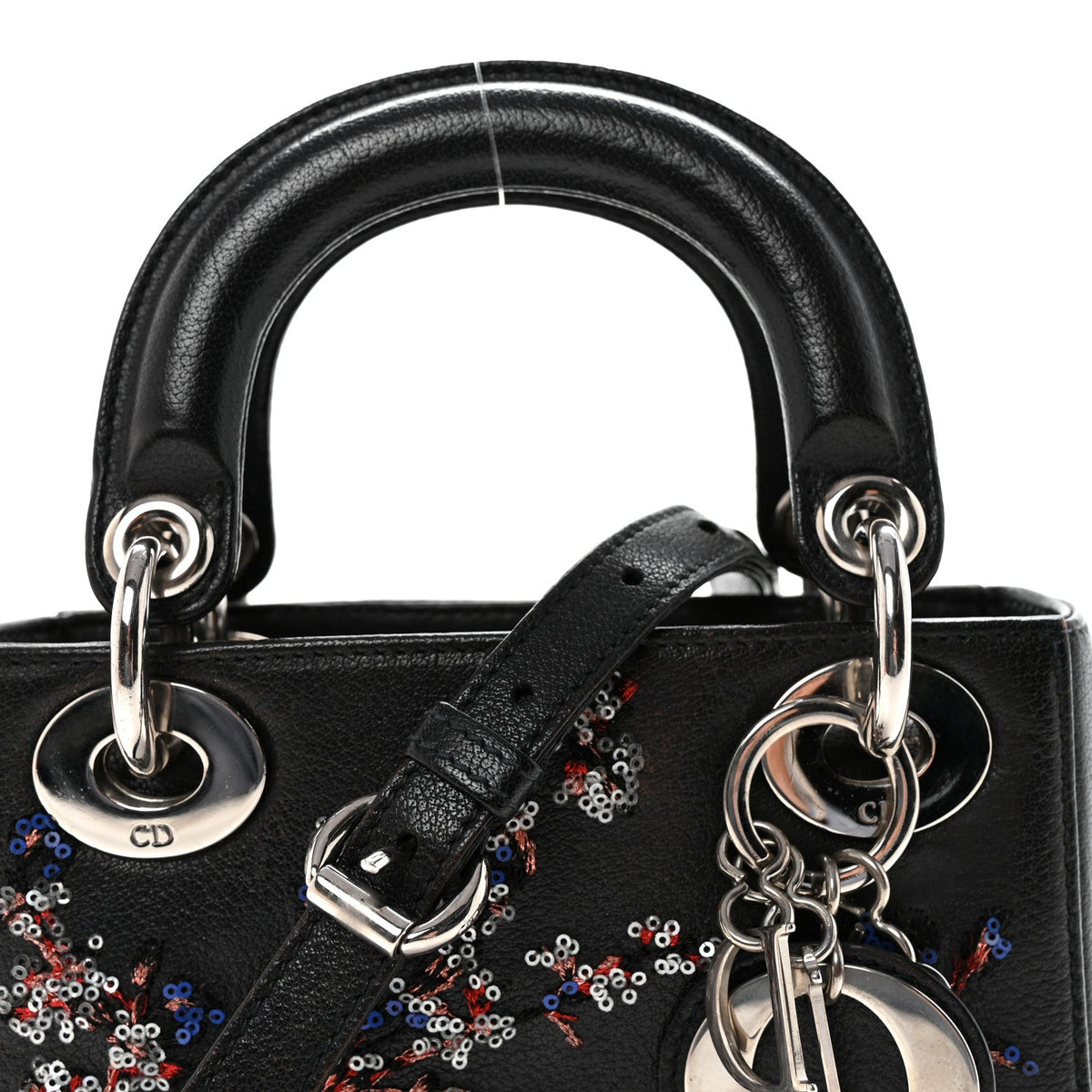 Goatskin Sequin Embroidered Mini Lady Dior Black wholesalehk.shop
