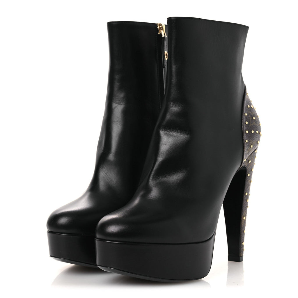 Soft Calfskin Monogram Afterglow Platform Ankle Boots 38.5 Black £¨ Direct shipment via from wholesalehk.shop