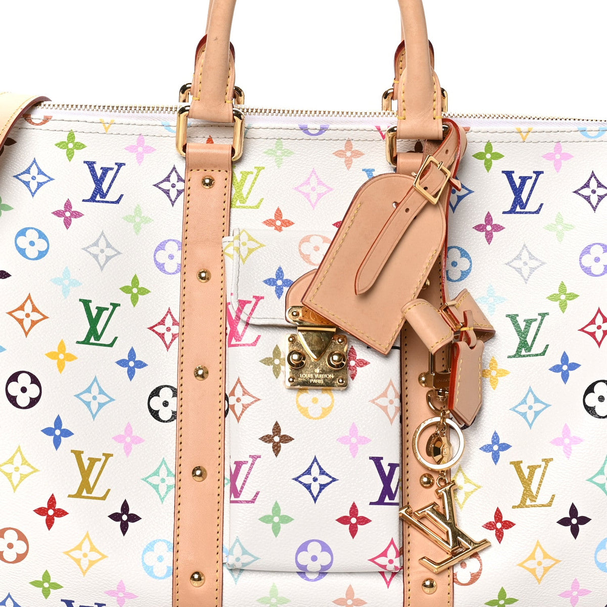 LV X TM Monogram Multicolor Keepall Bandouliere 45 White wholesalehk.shop