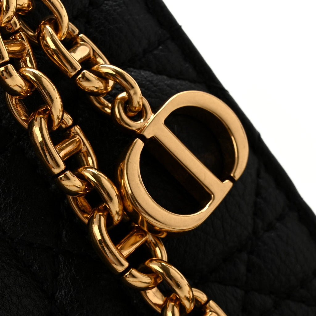 Supple Calfskin Caro Pouch with Chain Black wholesalehk.shop