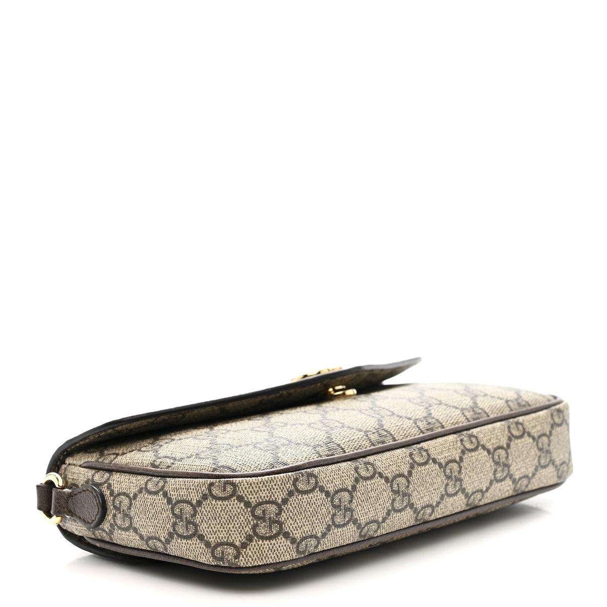 GG Supreme Monogram Textured Dollar Calfskin Web Mini Ophidia Envelope Shoulder Bag Beige Ebony New Acero wholesalehk.shop