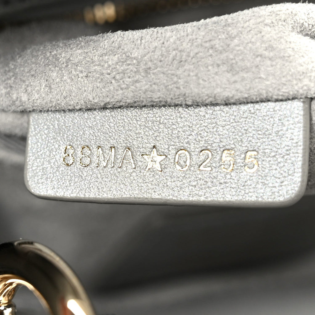 Metallic Lambskin Cannage Mini Lady Dior Grey wholesalehk.shop