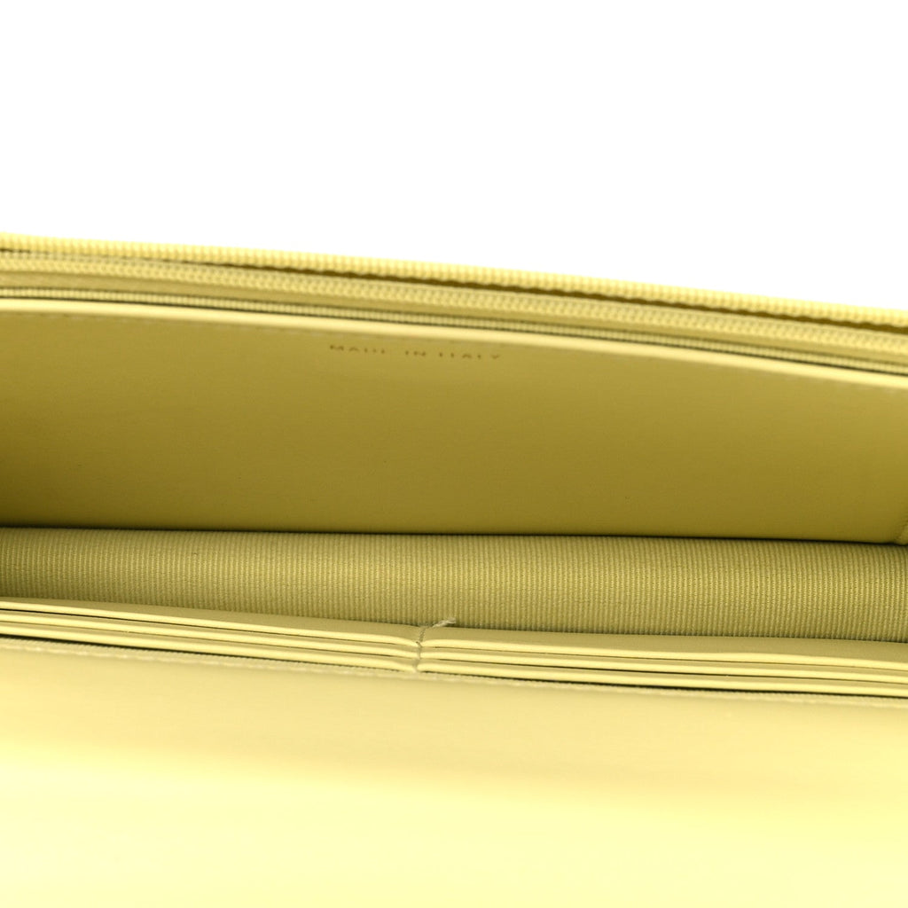Calfskin Quilted Perfect Fit Wallet On Chain WOC Yellow wholesalehk.shop