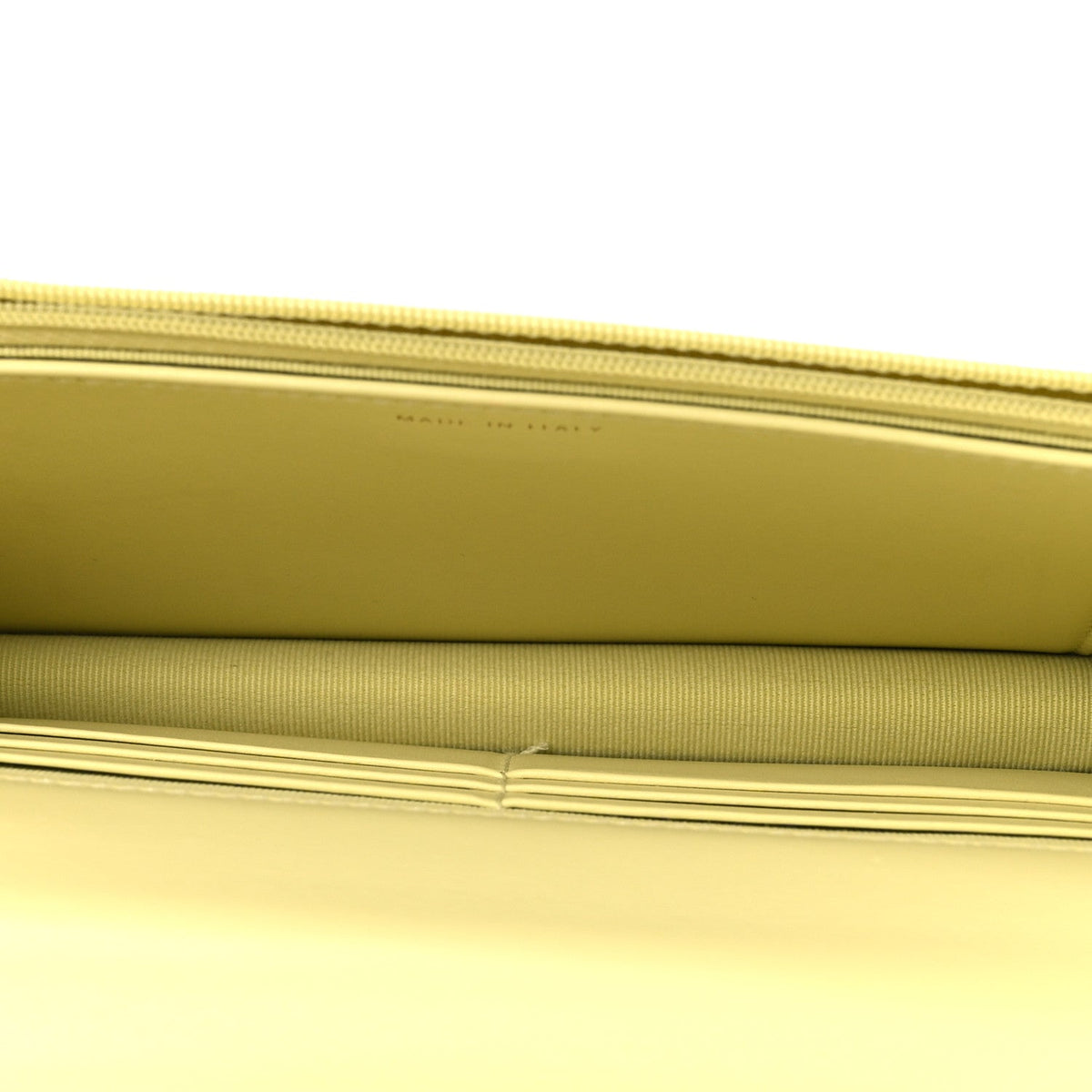 Calfskin Quilted Perfect Fit Wallet On Chain WOC Yellow wholesalehk.shop