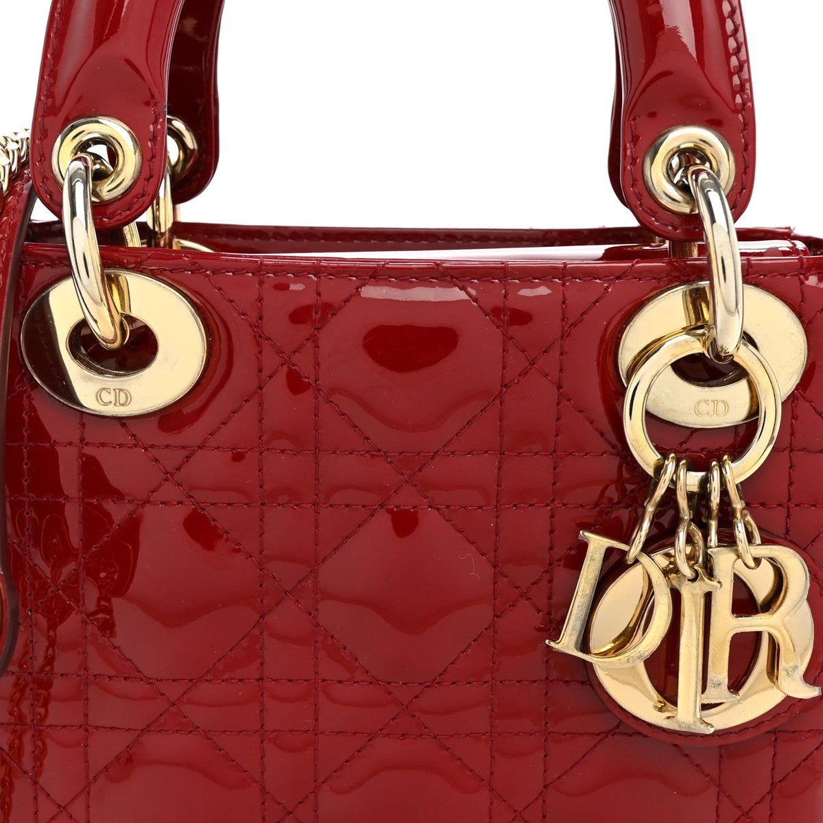 Patent Cannage Mini Lady Dior Red wholesalehk.shop