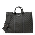 GG Supreme Monogram Textured Dollar Calfskin Large Ophidia Tote Bag Grey Black Graphite Grey wholesalehk.shop