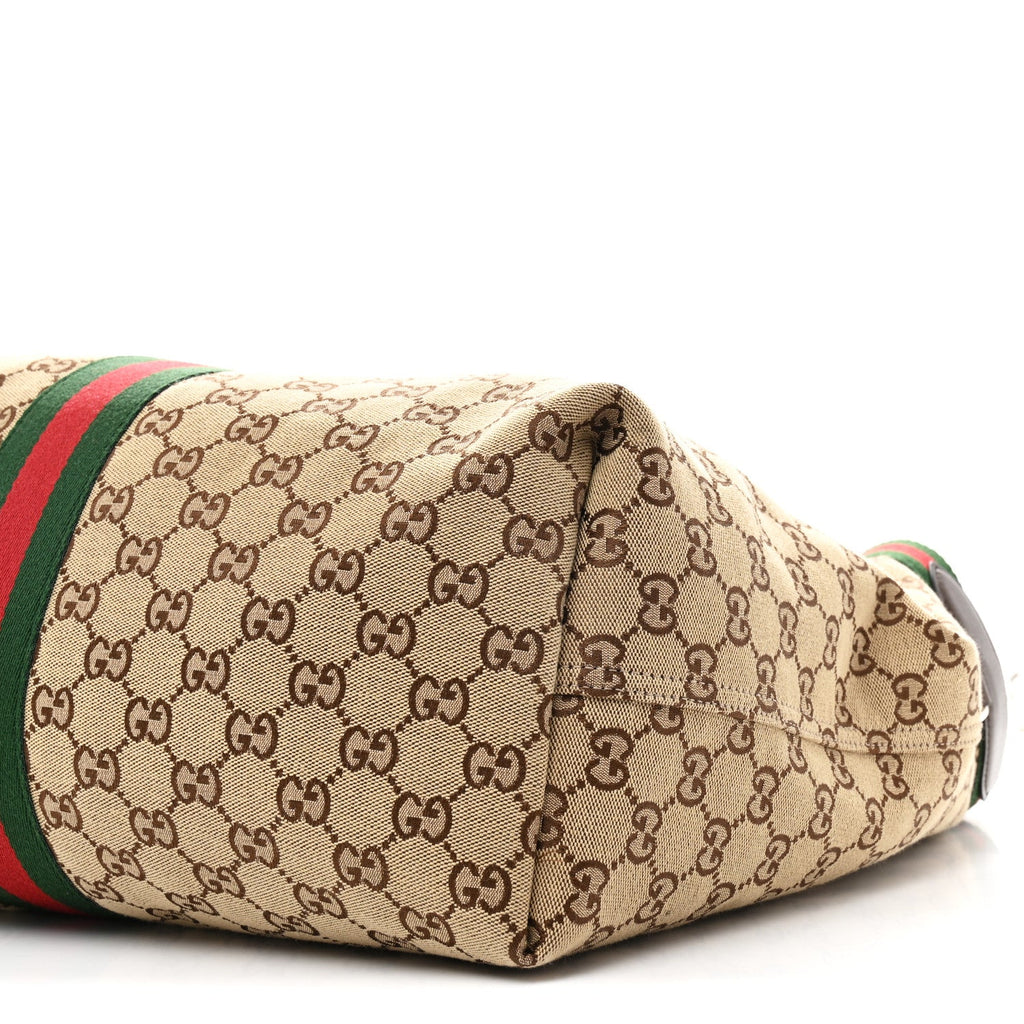 GG Monogram Web Large Giglio Tote Beige Brown wholesalehk.shop