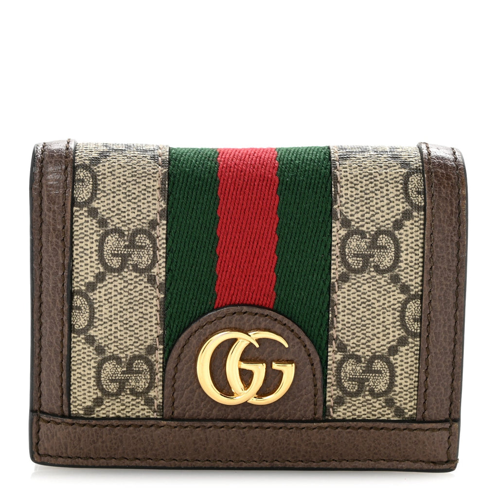 GG Supreme Monogram Web Ophidia Card Case Beige New Acero wholesalehk.shop