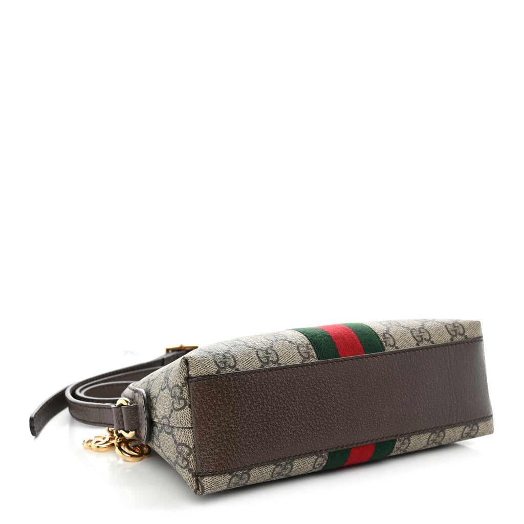 GG Supreme Monogram Textured Dollar Calfskin Web Small Ophidia Dome Shoulder Bag Beige Ebony New Acero wholesalehk.shop