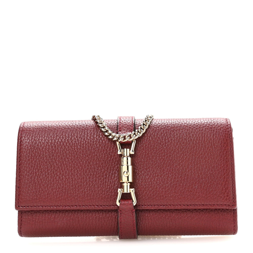 Pebbled Calfskin Jackie 1961 Chain Wallet Burgundy £¨ Direct shipment via from wholesalehk.shop