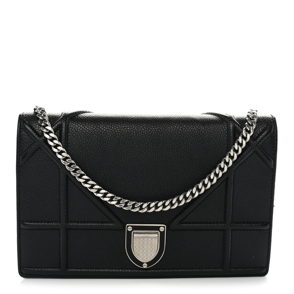 Grained Calfskin Diorama Wallet on Chain Pouch Black ¡§ Direct shipment via from wholesalehk.shop