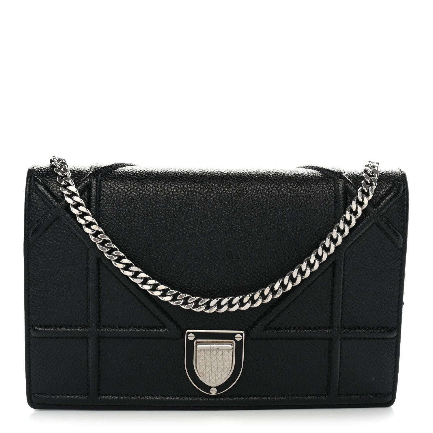 Grained Calfskin Diorama Wallet on Chain Pouch Black ¡§ Direct shipment via from wholesalehk.shop