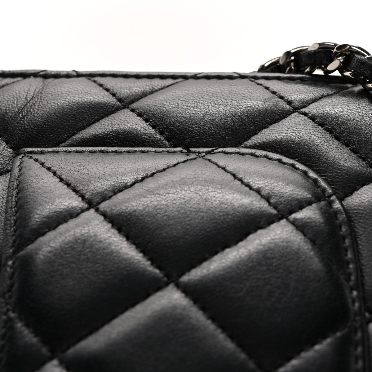 Lambskin Quilted Wallet On Chain WOC Black wholesalehk.shop
