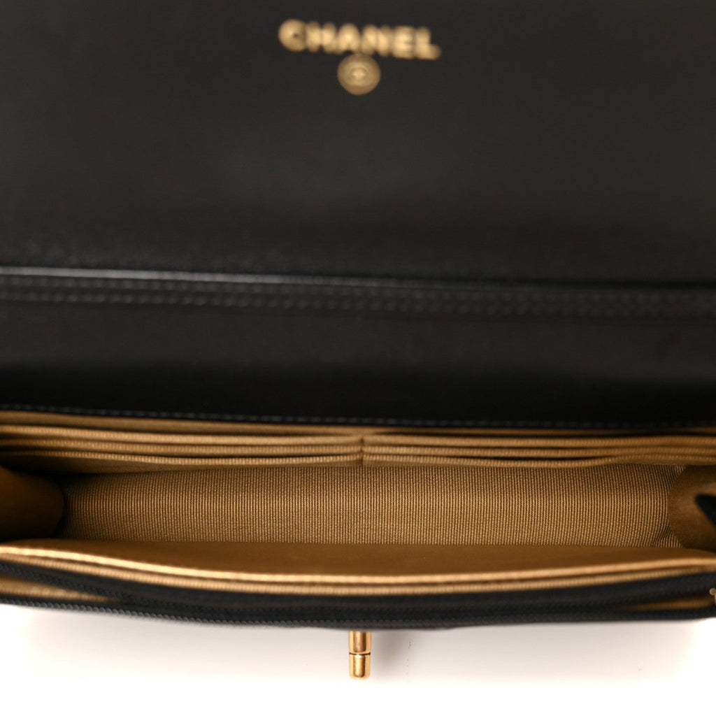 Lambskin Quilted CC Pearl Crush Wallet on Chain WOC Black wholesalehk.shop