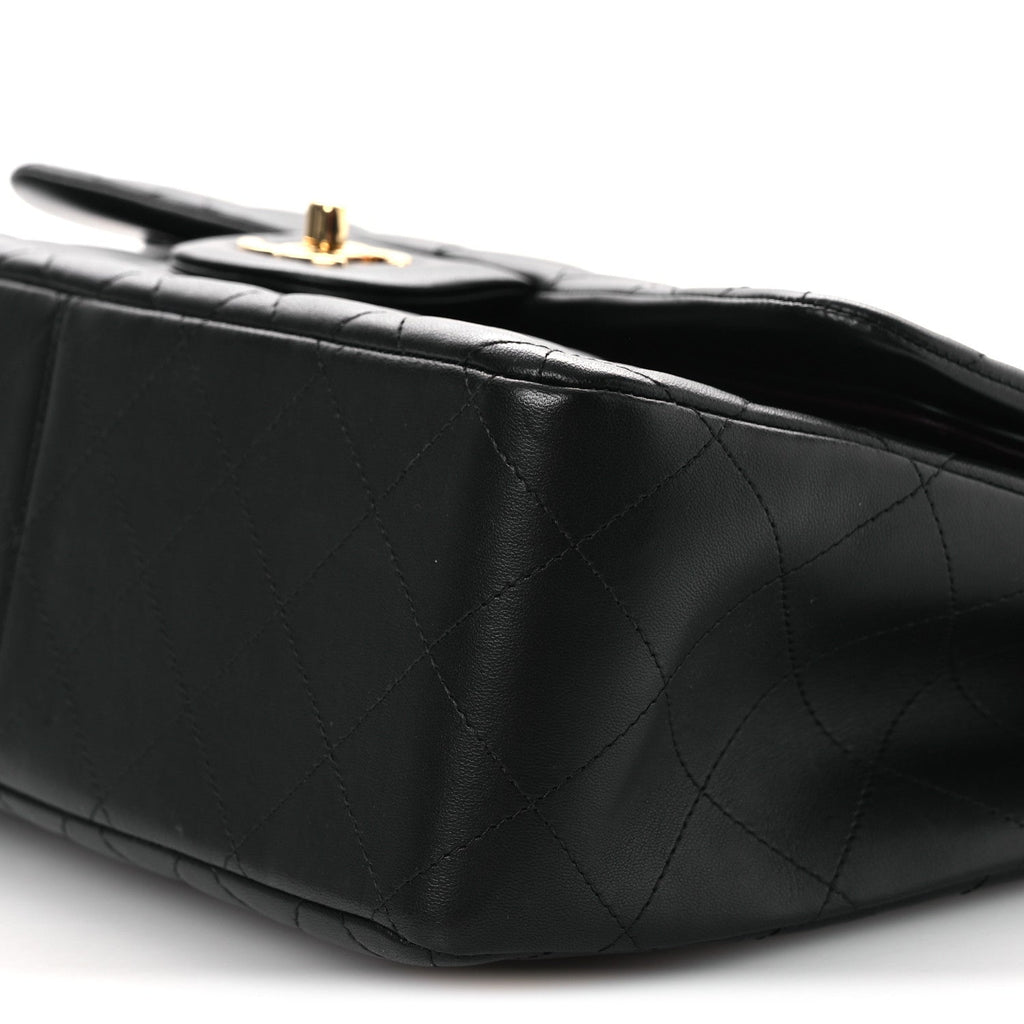 Lambskin Quilted Jumbo Double Flap Black wholesalehk.shop