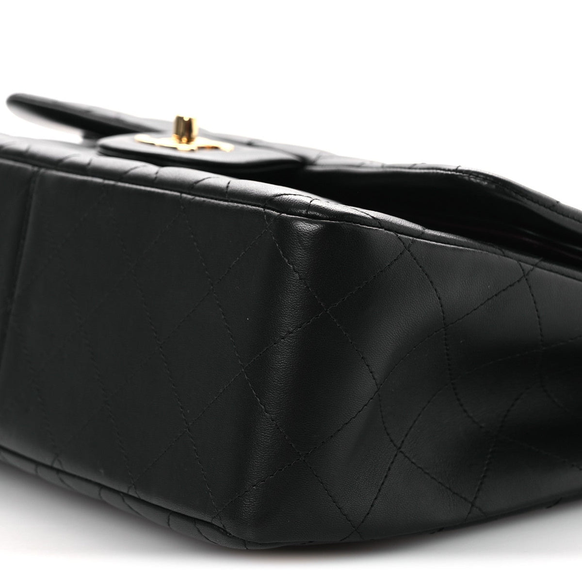 Lambskin Quilted Jumbo Double Flap Black wholesalehk.shop