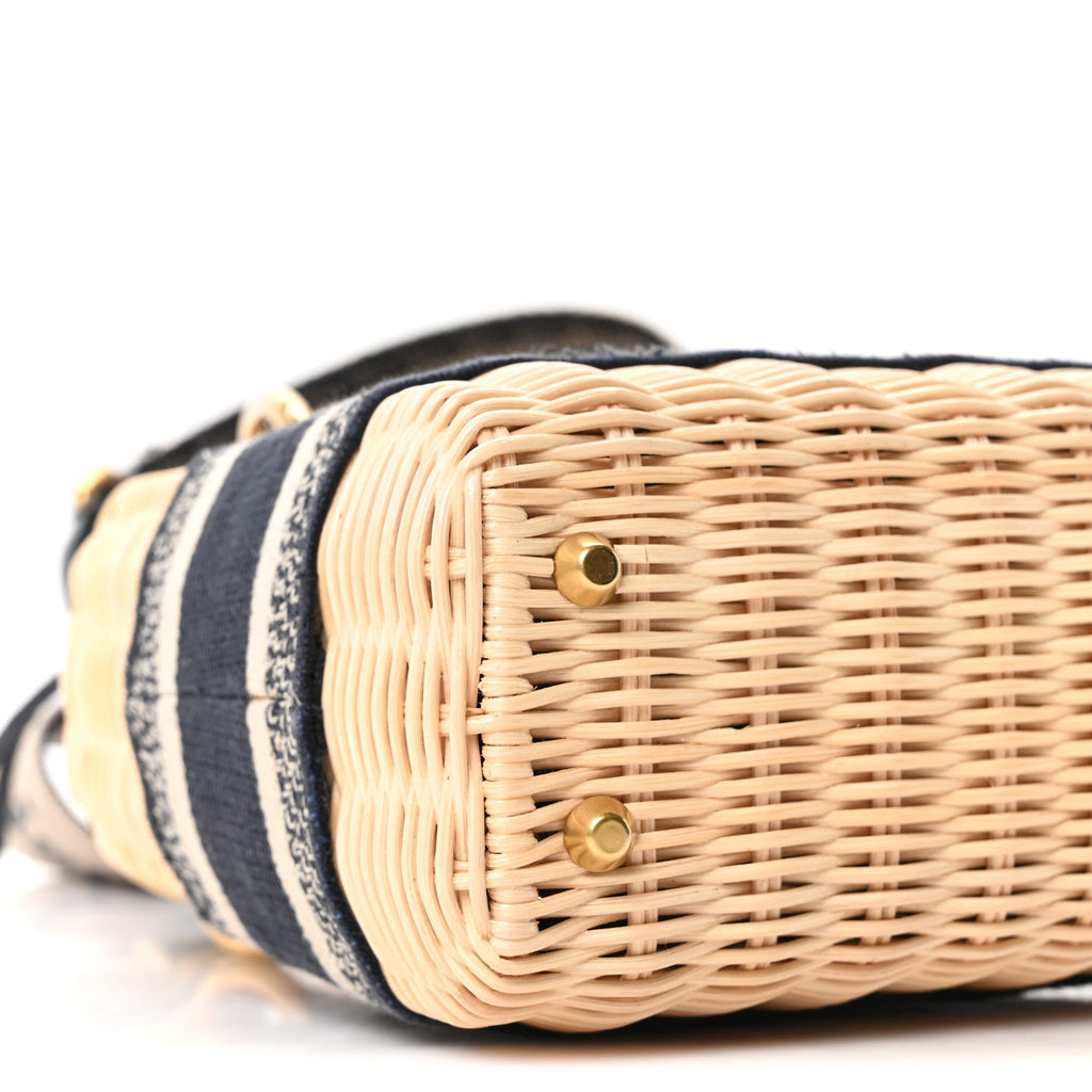 Wicker Oblique Mini Lady Dior Bag Blue wholesalehk.shop