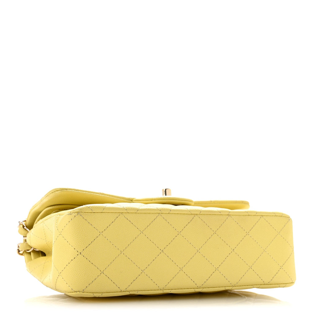 Caviar Quilted Small Double Flap Light Yellow wholesalehk.shop