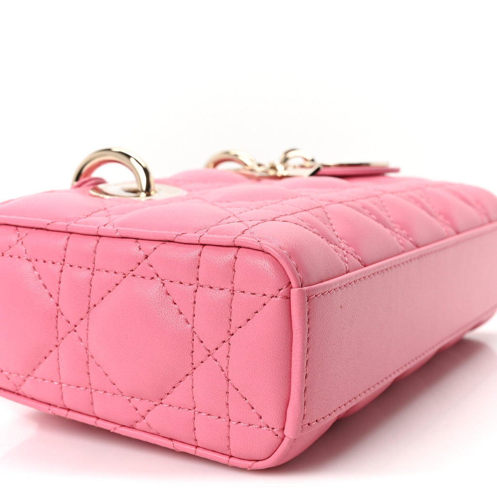 Lambskin Cannage Mini Lady D-Joy Fraise wholesalehk.shop