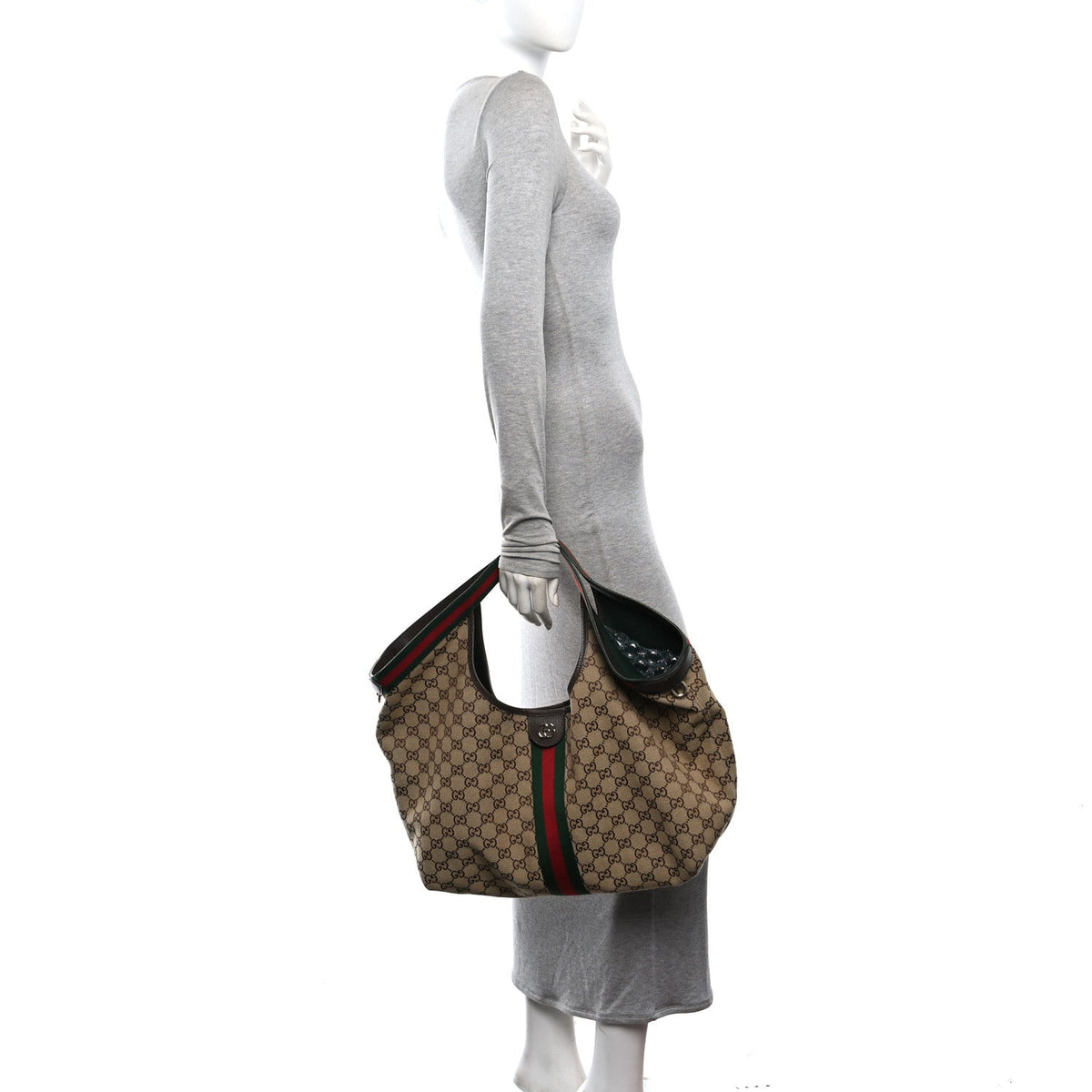 GG Monogram Web Large Giglio Tote Beige Brown wholesalehk.shop