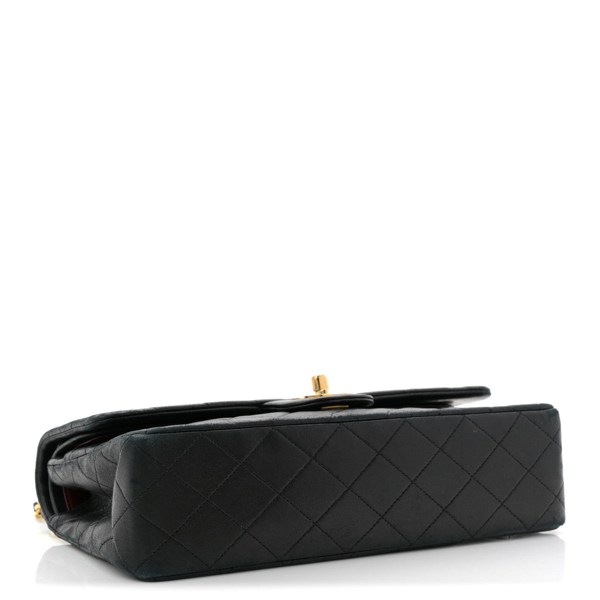 Lambskin Quilted Medium Double Flap Black wholesalehk.shop