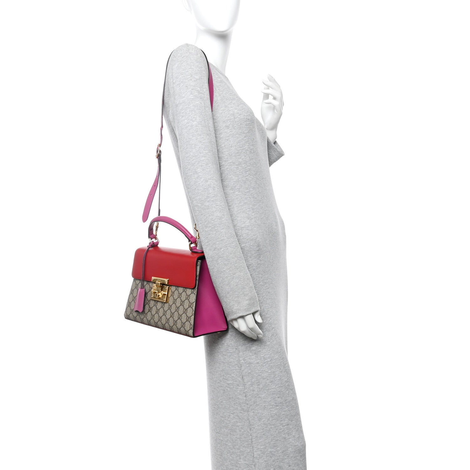 GG Supreme Monogram Calfskin Small Padlock Top Handle Bag Beige Hibiscus Red New Rosette £¨ Direct shipment via from wholesalehk.shop