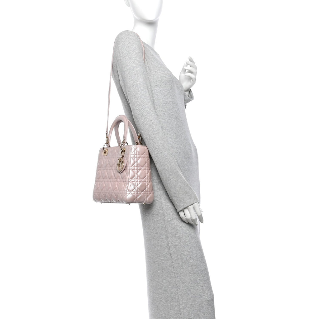 Pearly Lambskin Cannage Medium Lady Dior Lotus wholesalehk.shop