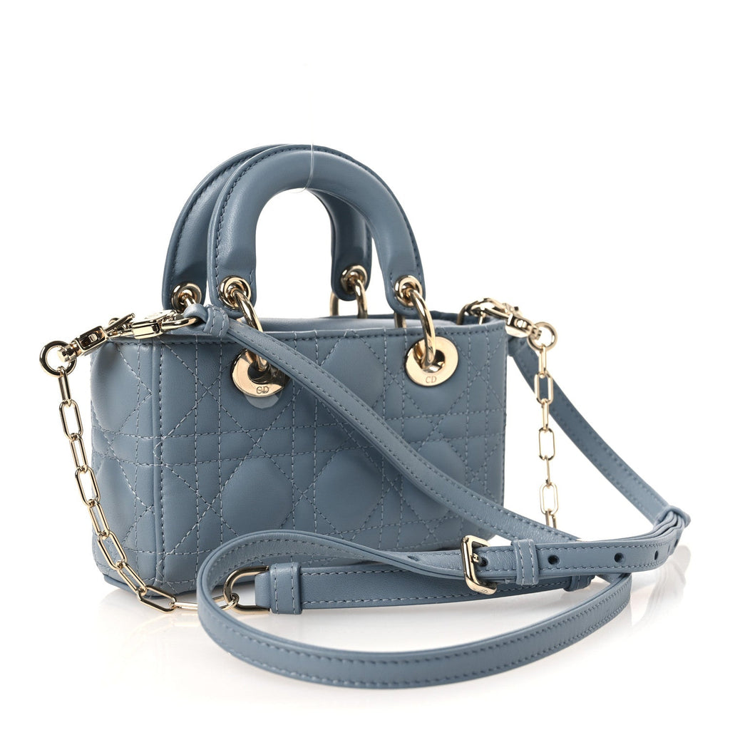 Lambskin Cannage Micro Lady D-Joy Cloud Blue wholesalehk.shop