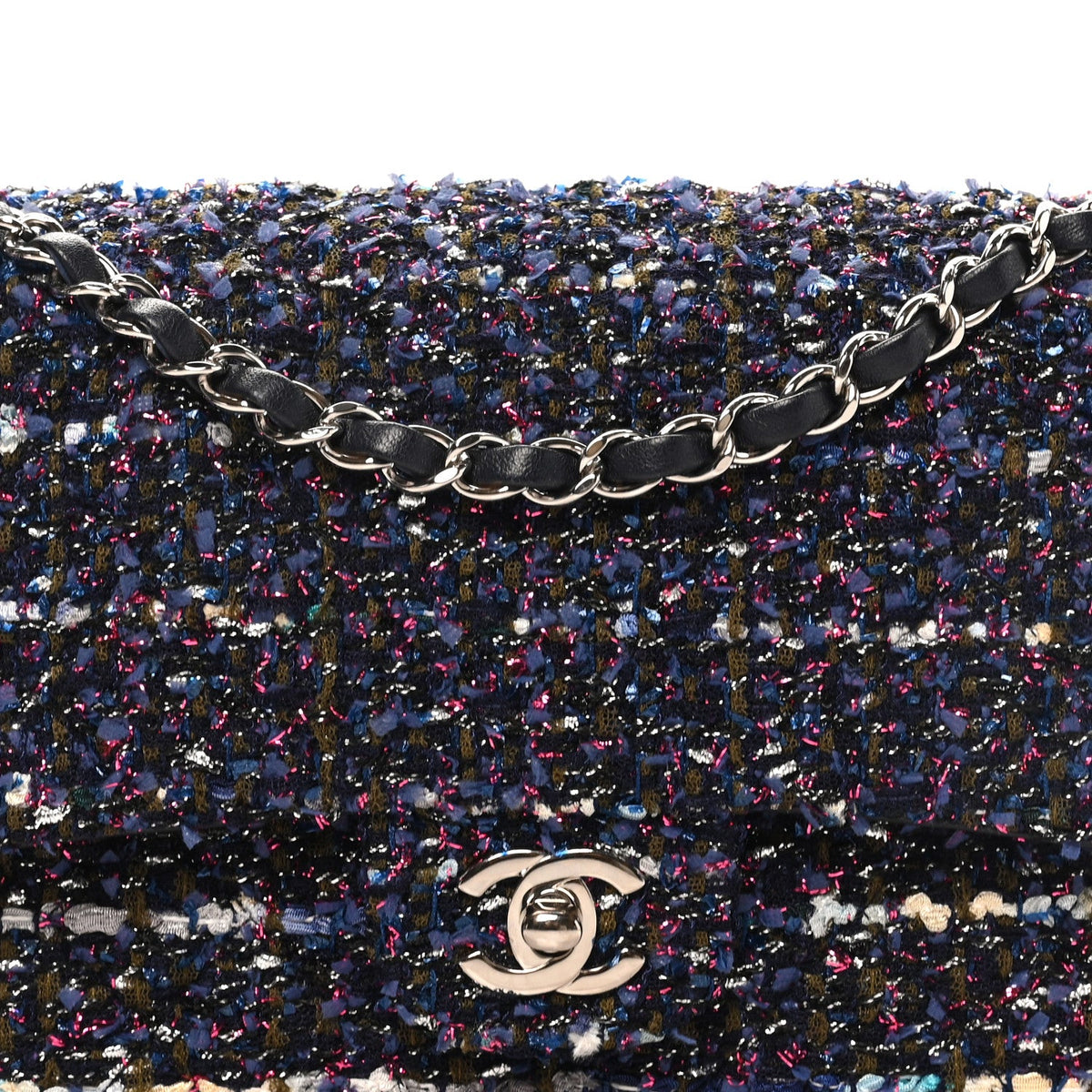 Tweed Quilted Medium Double Flap Blue Purple Khaki Pink wholesalehk.shop