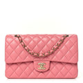 Caviar Quilted Medium Double Flap Pink wholesalehk.shop