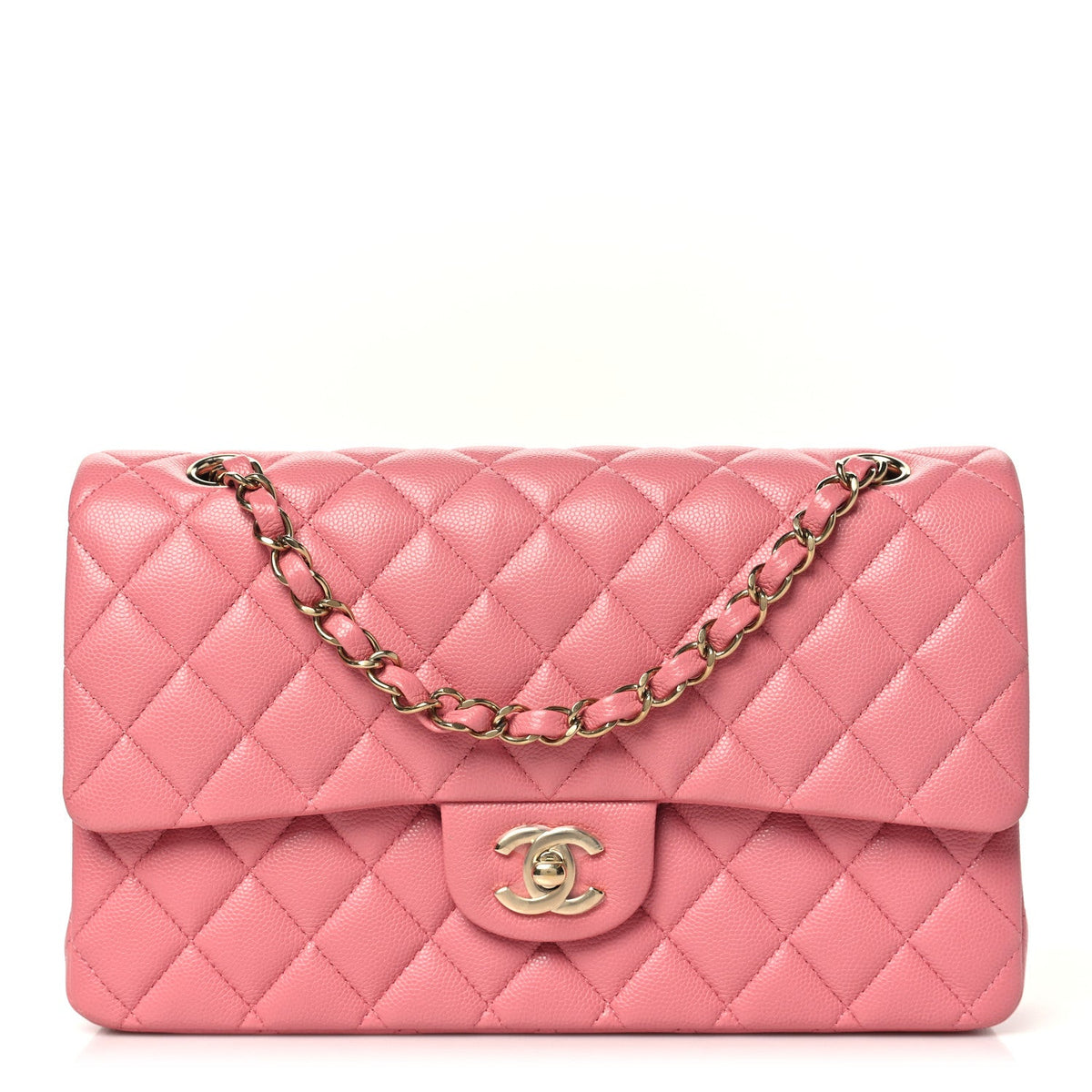 Caviar Quilted Medium Double Flap Pink wholesalehk.shop